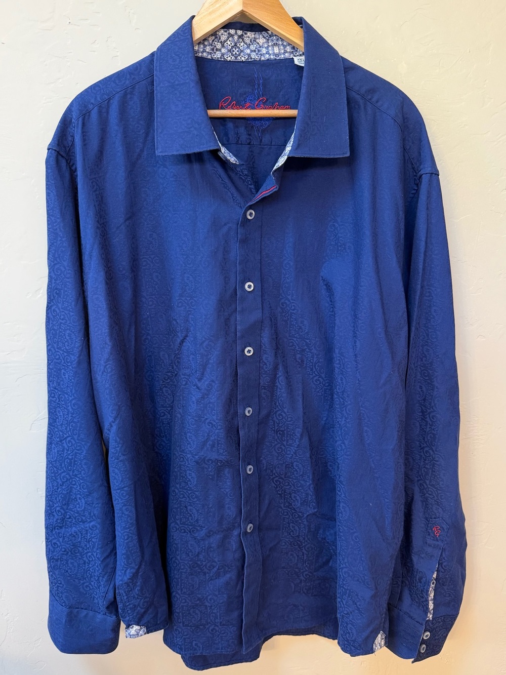 Robert Graham Button Up Flip Cuff Dress Shirt Blue Men’s Size 3XL